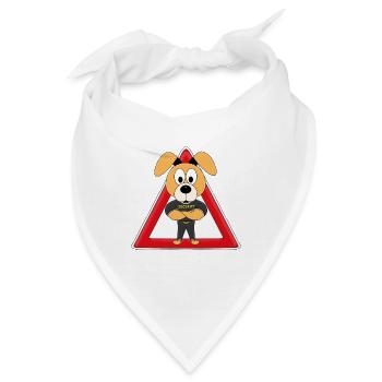 ACHTUNG WACHHUND - HUND - SECURITY - TIERISCH - Bandana - Weiß - Vorne