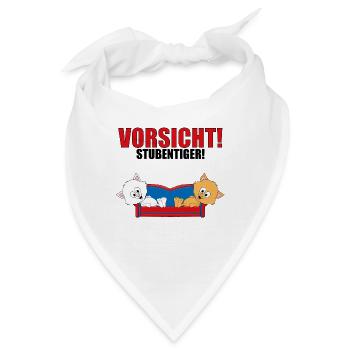 VORSICHT! STUBENTIGER! - KATZEN - SOFA - HAUSKATZE - Bandana - Weiß - Vorne