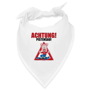 ACHTUNG! PISTENSAU! - SNOWBOARD - WINTERSPORT - Bandana - Weiß - Vorne