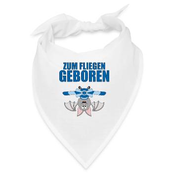 ZUM FLIEGEN GEBOREN - FLUGHUND - PILOT - FLUGZEUG - Bandana - Weiß - Vorne