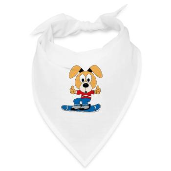 HUND - WINTERSPORT - SNOWBOARD - TIERISCH - Bandana - Weiß - Vorne