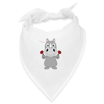 NASHORN - ROSEN - BLUMEN - TIERISCH - Bandana - Weiß - Vorne