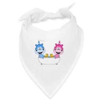 EINHÖRNER - BADEWANNE - LIEBE - LOVE - Bandana - Weiß - Vorne