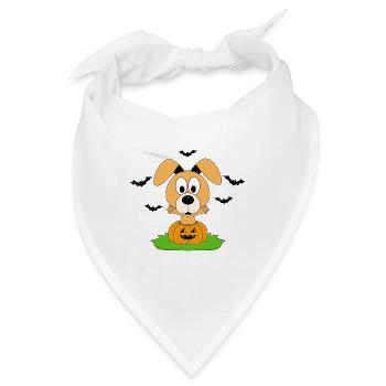 HUND - HALLOWEEN - KÜRBIS - FLEDERMÄUSE - Bandana - Weiß - Vorne