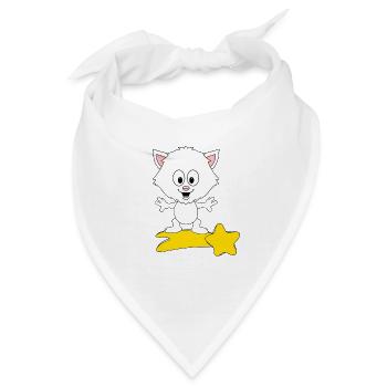 KATZE - KATER - STERNSCHNUPPE - TIERISCH - Bandana - Weiß - Vorne