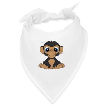 AFFE - SCHIMPANSE - TIER - KIND - BABY - Bandana - Weiß - Vorne