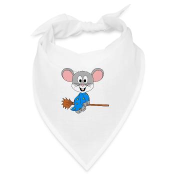 MAUS - HEXE - HEXENBESEN - HALLOWEEN - BABY - Bandana - Weiß - Vorne