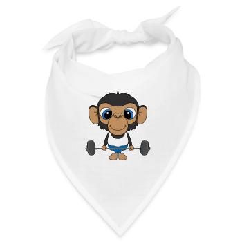 SCHIMPANSE - AFFE - FITNESS - KIND - BABY - Bandana - Weiß - Vorne