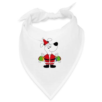 WEIHNACHTEN - HUND - GESCHENKE - WEIHNACHTSMANN - Bandana - Weiß - Vorne