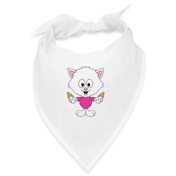 KATZE - BABY - FLÄSCHCHEN - MILCH - NACHWUCHS - Bandana - Weiß - Vorne
