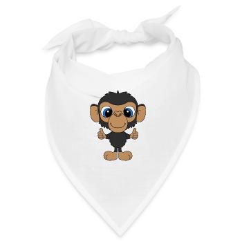 AFFE - TIER - KIND - BABY - Bandana - Weiß - Vorne