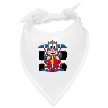 MAULWURF - RENNAUTO - AUTO - RENNFAHRER - TIER - Bandana - Weiß - Vorne