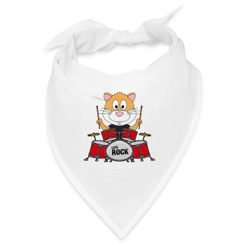 HAMSTER - SCHLAGZEUGER - TROMMELN - TIER - Bandana - Weiß - Vorne
