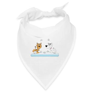 KATZE - HUND - SCHNEEBALLSCHLACHT - SCHNEE - TIERE - Bandana - Weiß - Vorne