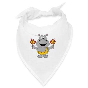 NILPFERD - FEUER - STEINZEIT - TIER - TIERISCH - Bandana - Weiß - Vorne