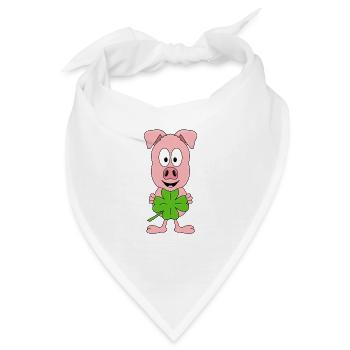 SCHWEIN - KLEEBLATT - GLÜCKSSCHWEIN - TIER - Bandana - Weiß - Vorne