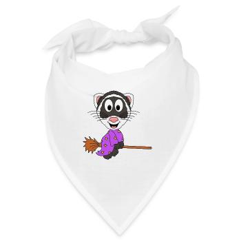 HEXE - FRETTCHEN - HEXENBESEN - TIER - Bandana - Weiß - Vorne