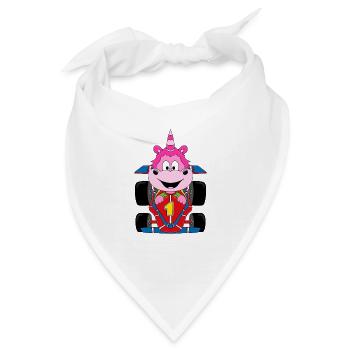 EINHORN - RENNFAHRER - AUTO - AUTORENNEN - SPORT - Bandana - Weiß - Vorne
