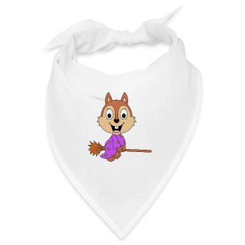 EICHHÖRNCHEN - HEXE - HEXENBESEN - TIER - Bandana - Weiß - Vorne