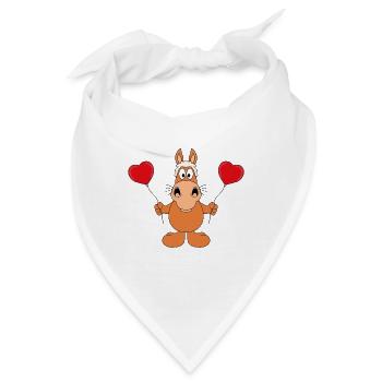 PFERD - PONY - LUFTBALLONS - HERZEN - LIEBE - LOVE - Bandana - Weiß - Vorne