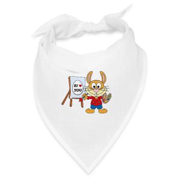 OSTERHASE - MALER - KÜNSTLER - EI LOVE YOU - Bandana - Weiß - Vorne