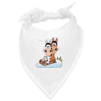 PFERDE - PONYS - RODELN - SCHLITTEN - WINTER - Bandana - Weiß - Vorne