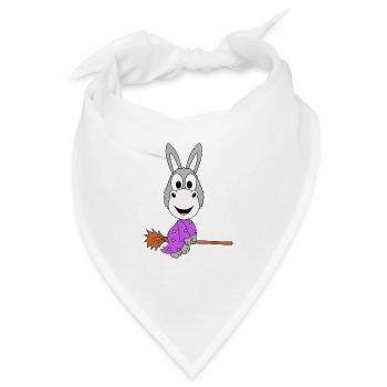 ESEL - HEXE - HEXENBESEN - FLIEGEN - TIERISCH - Bandana - Weiß - Vorne