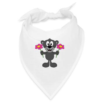 PANTHER - BLUMEN - TIER - TIERISCH - Bandana - Weiß - Vorne