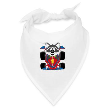 WASCHBÄR - RENNFAHRER - AUTO - RENNAUTO - TIER - Bandana - Weiß - Vorne