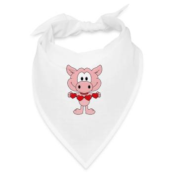 LIEBE - LOVE - TIER - VERLIEBT - SCHWEIN - HERZEN - Bandana - Weiß - Vorne