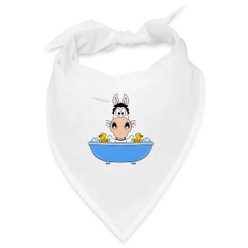 PFERD - BADEN - BADEWANNE - TIER - KIND - BABY - Bandana - Weiß - Vorne