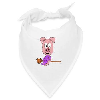 HEXE - SCHWEIN - HEXENBESEN - TIER - KIND - BABY - Bandana - Weiß - Vorne