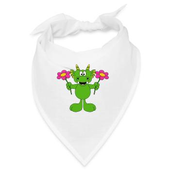 BLUMEN - LIEBE - DRACHE - GESCHENK - GARTEN - Bandana - Weiß - Vorne