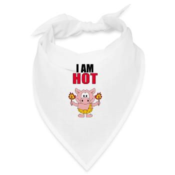 I AM HOT - SCHWEIN - FEUER - STEINZEIT - TIER - Bandana - Weiß - Vorne