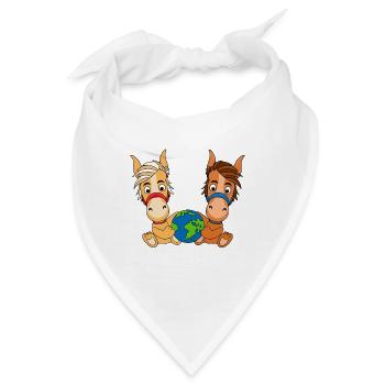 ERDE - WELT - PLANET - PFERDE - PONYS - REITEN - Bandana - Weiß - Vorne