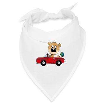 TEDDYBÄR - AUTO - REISE - URLAUB - FERIEN - Bandana - Weiß - Vorne