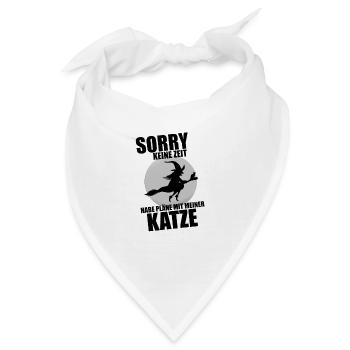 HALLOWEEN - MOND - HEXE - KATZE - HEXENBESEN - Bandana - Weiß - Vorne