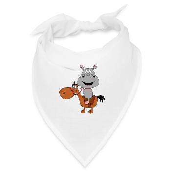 NILPFERD - FLUSSPFERD - HIPPO - PFERD - PONY - Bandana - Weiß - Vorne