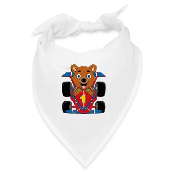 BÄR - TEDDY - AUTO - RENNFAHRER - AUTORENNEN - Bandana - Weiß - Vorne