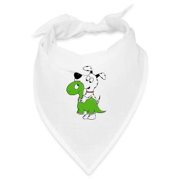 HUND - DINO - DINOSAURIER - KUSCHELTIER - TIERISCH - Bandana - Weiß - Vorne