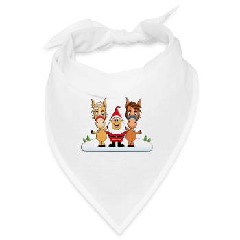 PFERDE - WEIHNACHTSMANN - PONYS - WEIHNACHTEN - Bandana - Weiß - Vorne