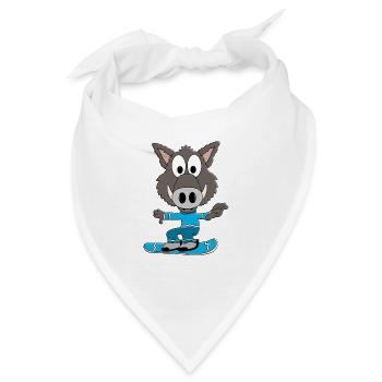 SNOWBOARD - WINTERSPORT - WILDSCHWEIN - PISTENSAU - Bandana - Weiß - Vorne