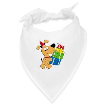 GESCHENKE - WEIHNACHTEN - HUND - HUNDE - TIER - Bandana - Weiß - Vorne