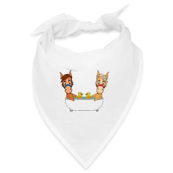 PFERDE - PONYS - BADEN - BADEWANNE - TIERISCH - Bandana - Weiß - Vorne