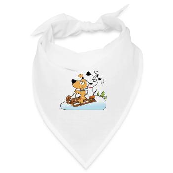 SCHNEE - SCHLITTENFAHREN - RODELN - HUNDE - Bandana - Weiß - Vorne