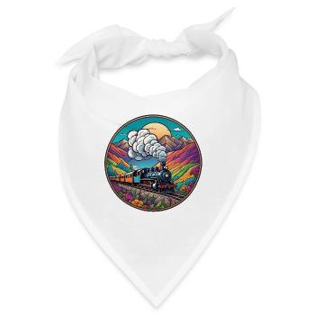 Nostalgischer Eisenbahnzug qualmender Lokomotive. - Bandana - Weiß - Vorne