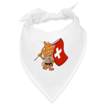 Schweizer Fan Katze - Bandana - Weiß - Vorne