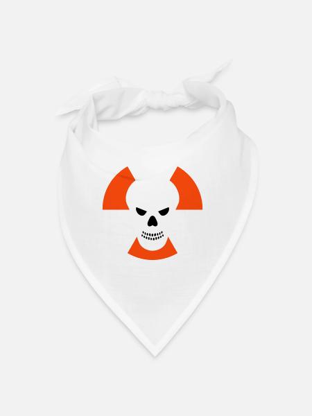 Skull with an evil eye in front of radiation warning signs - Bandana - white