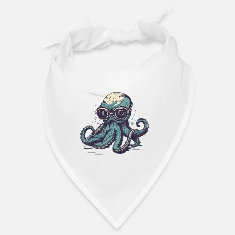 Nerdy Comic Octopus with Glasses Bandana