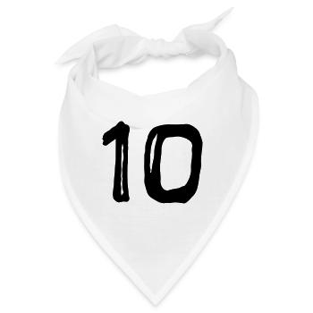 Trikotnummer - Zehn - Bandana - Weiß - Vorne